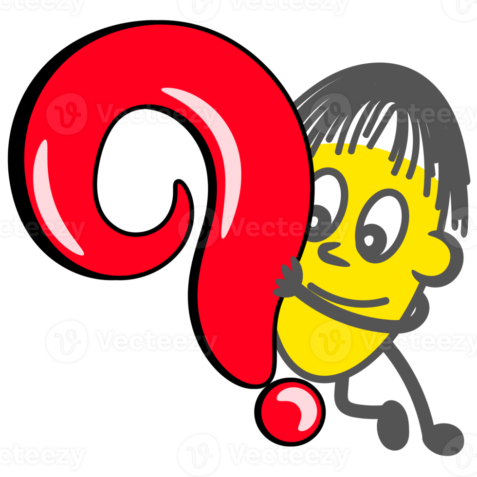 Round yellow with a red question marks png