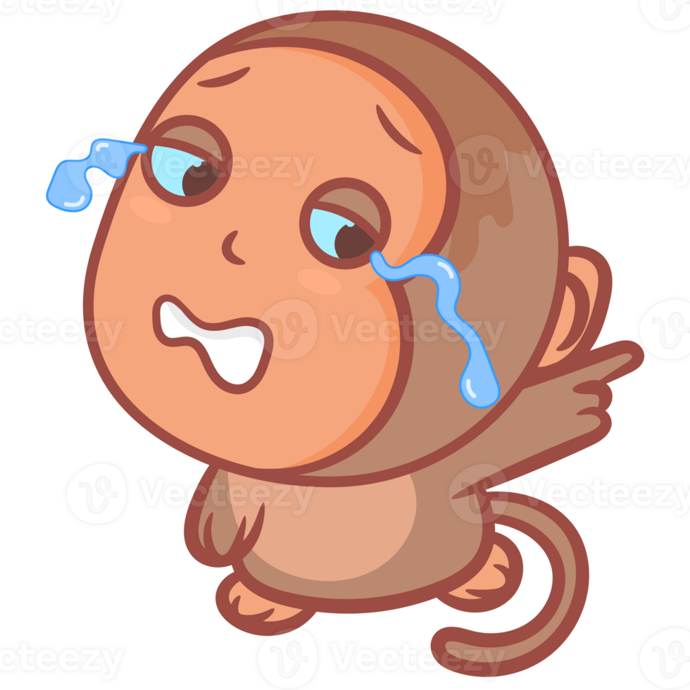 Little monkey crying cartoon gesture png