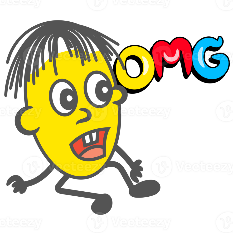 OMG round yellow cartoon gesture png