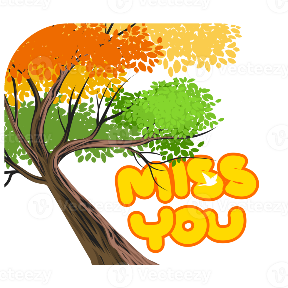 Miss you with tree nature scene png