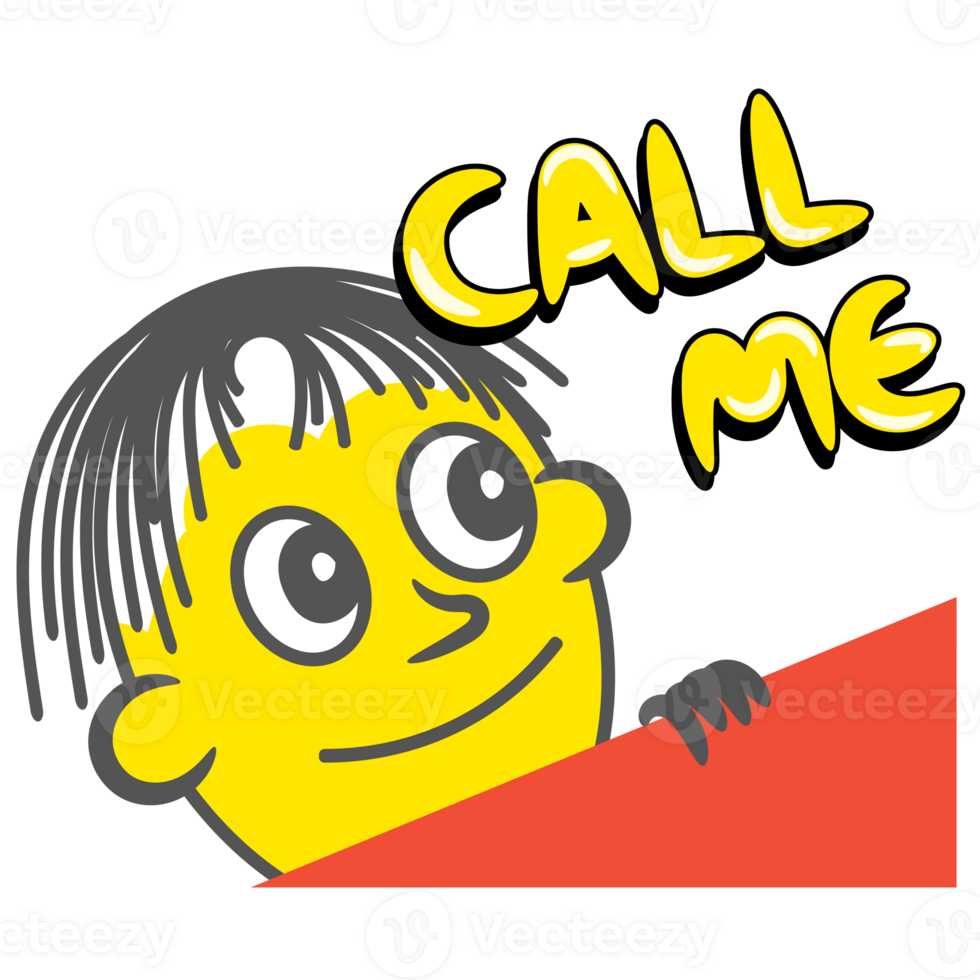 Call me round yellow cartoon gesture png