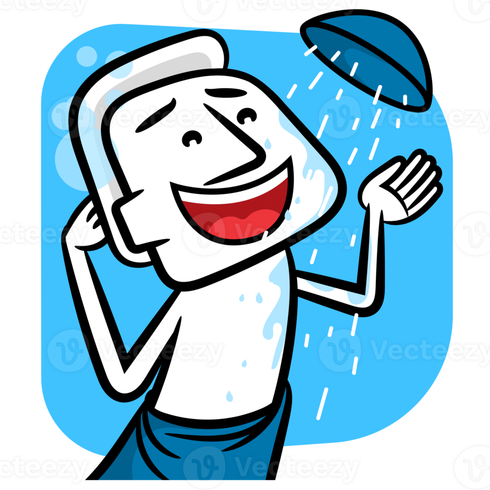 Take a shower cartoon man png