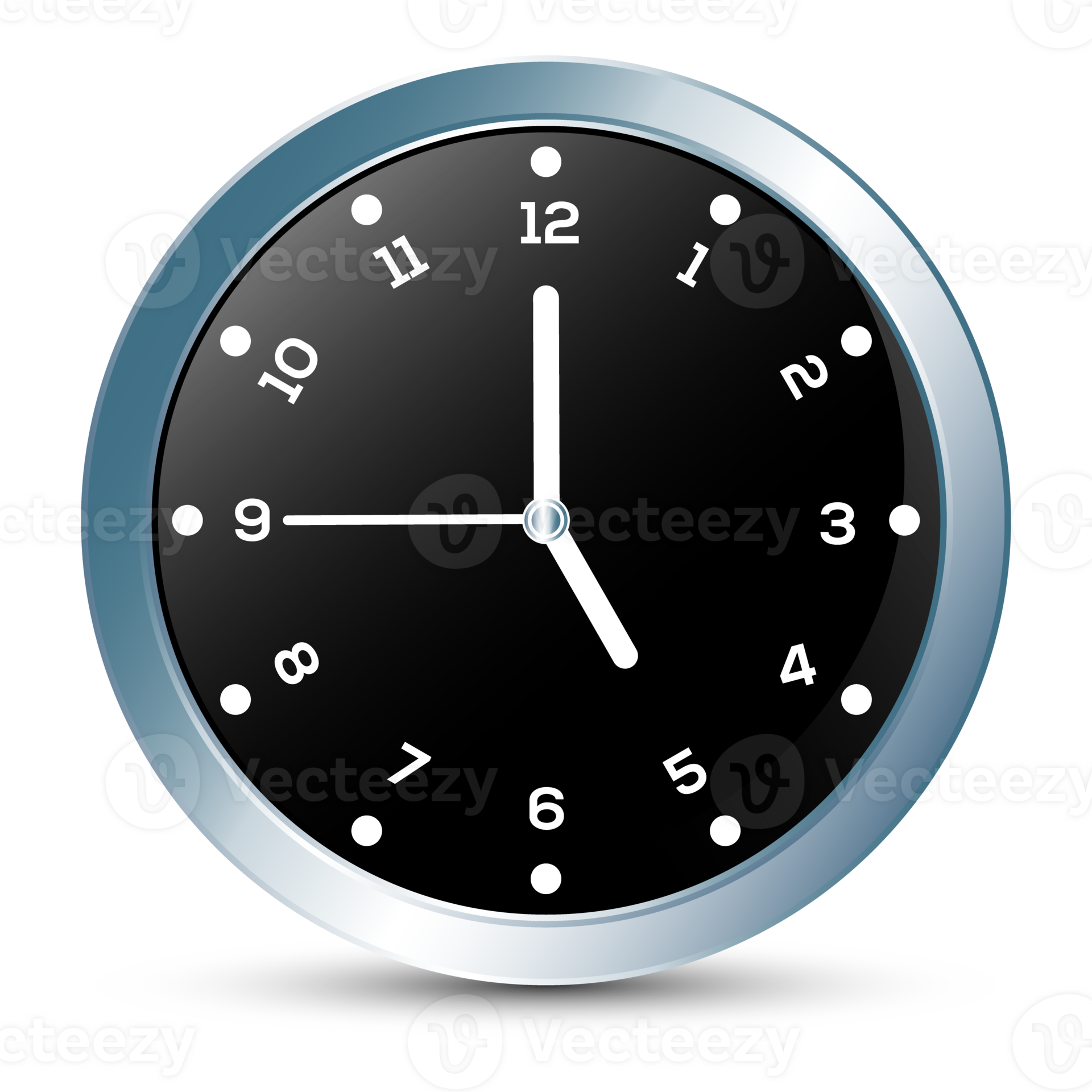 Glossy Face Clock Flat, Clock Face Isolated, Classic And Modern Wall