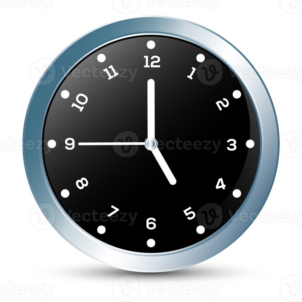 Glossy Face Clock Flat, Clock Face Isolated, Classic And Modern Wall Clock For UI UX Design, Presentation, Website And Apps, Office Hour, Deadline, Schedule Icon png