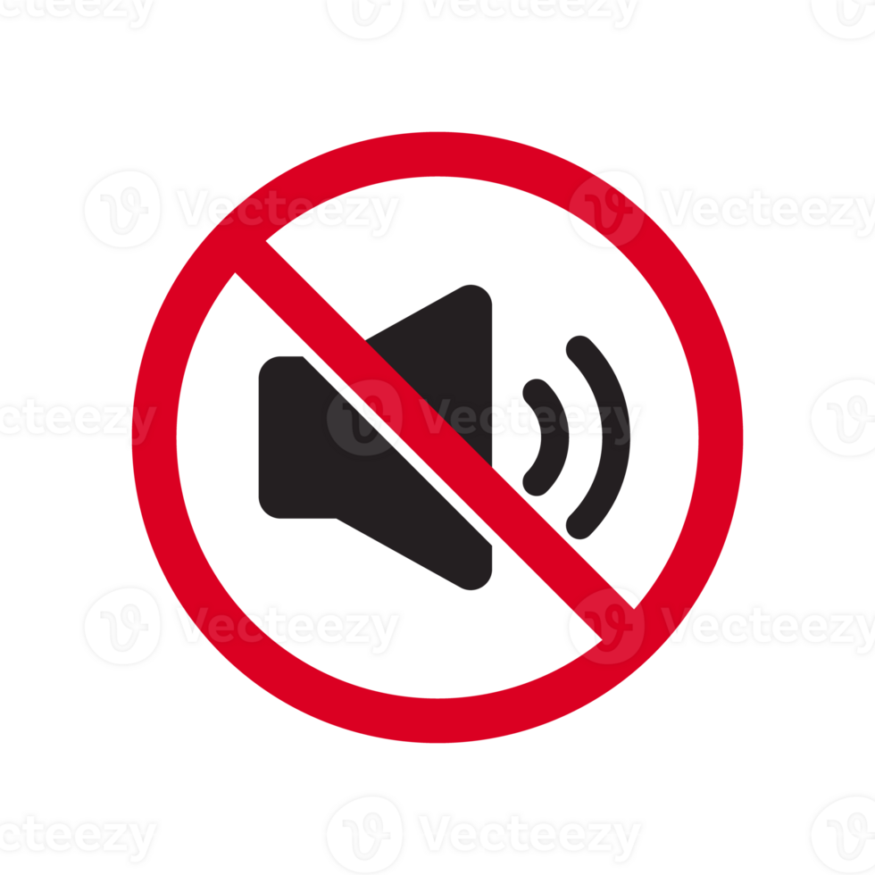 No Sound Icon, No Noise, Mute Button, Keep Your Volume Lower, Silence Icon, Speaker Icon, Megaphone Symbol, Turn Off Button With Red Cross Musical Design Elements png
