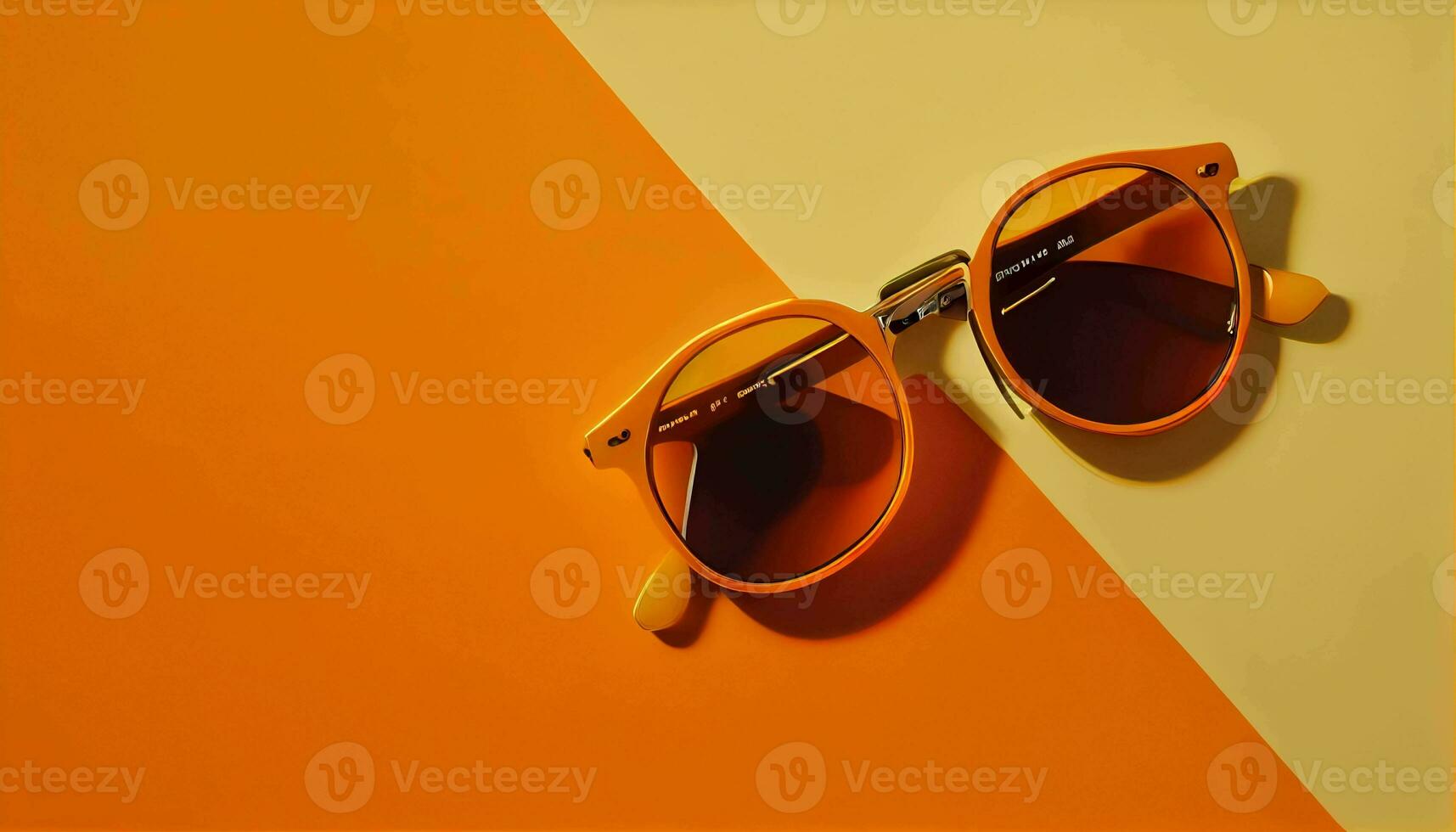 Retro old-fashioned sunglass on vibrant orange background generative ai photo