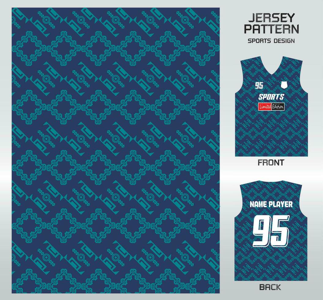 Pattern vector sports shirt background image.blue green woven fabric pattern design, illustration, textile background for sports t-shirt, football jersey shirt
