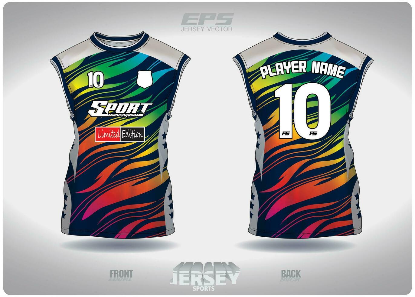 EPS jersey sports shirt vector.Colorful Rainbow Watermark pattern design, illustration, textile background for sleeveless shirt sports t-shirt, football jersey sleeveless shirt vector