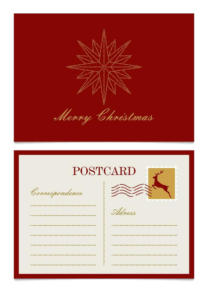 Christmas Greeting Mail Postcard. Vector illustration
