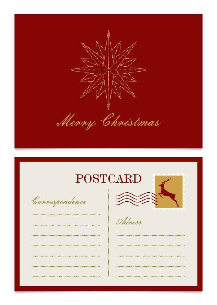 Christmas Greeting Mail Postcard. Vector illustration