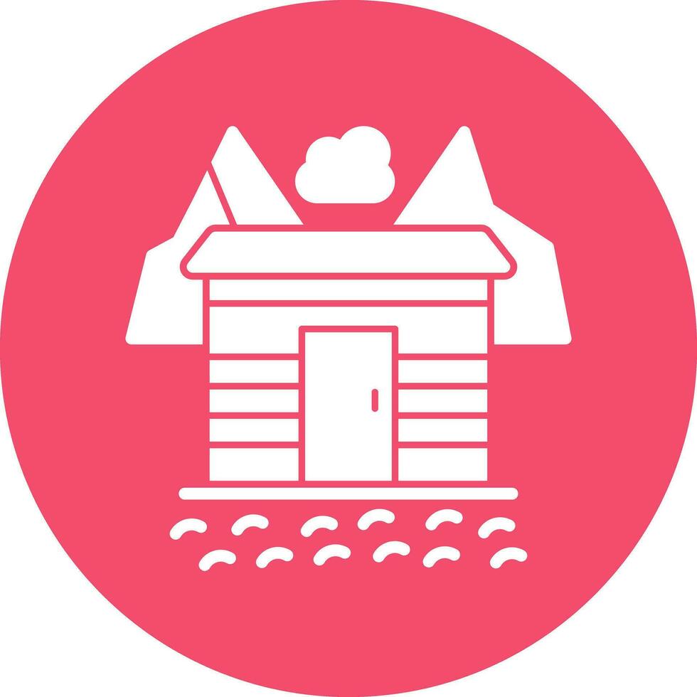 cubierto de nieve pueblo vector icono diseño