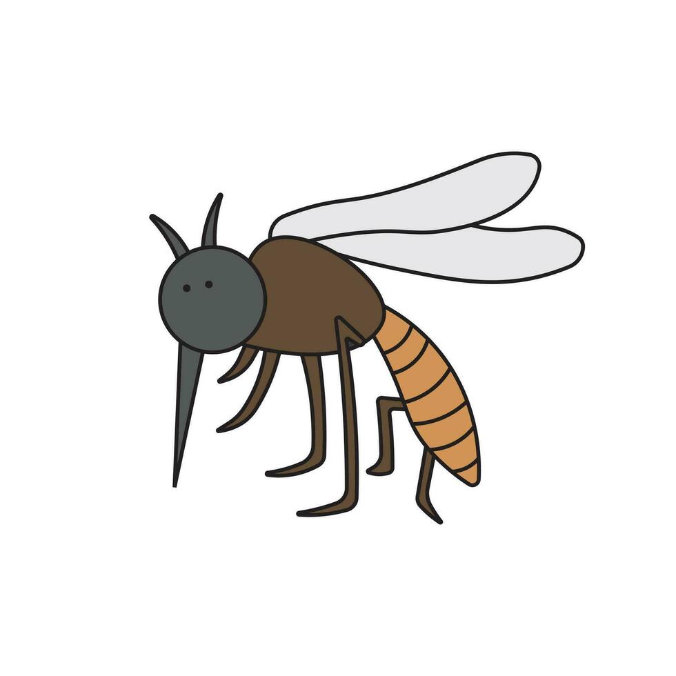 niños dibujo dibujos animados vector ilustración mosquito icono aislado en blanco antecedentes
