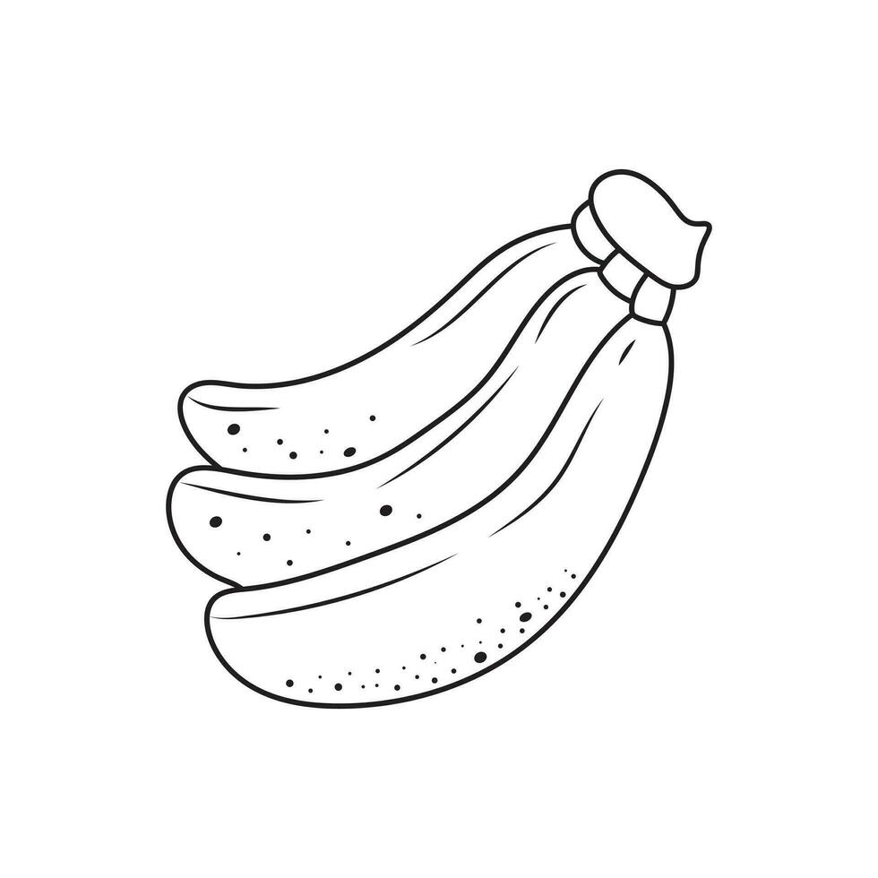 Hand drawn Kids drawing Cartoon Vector illustration three ripe bananas fruit icon Isolated on White Background