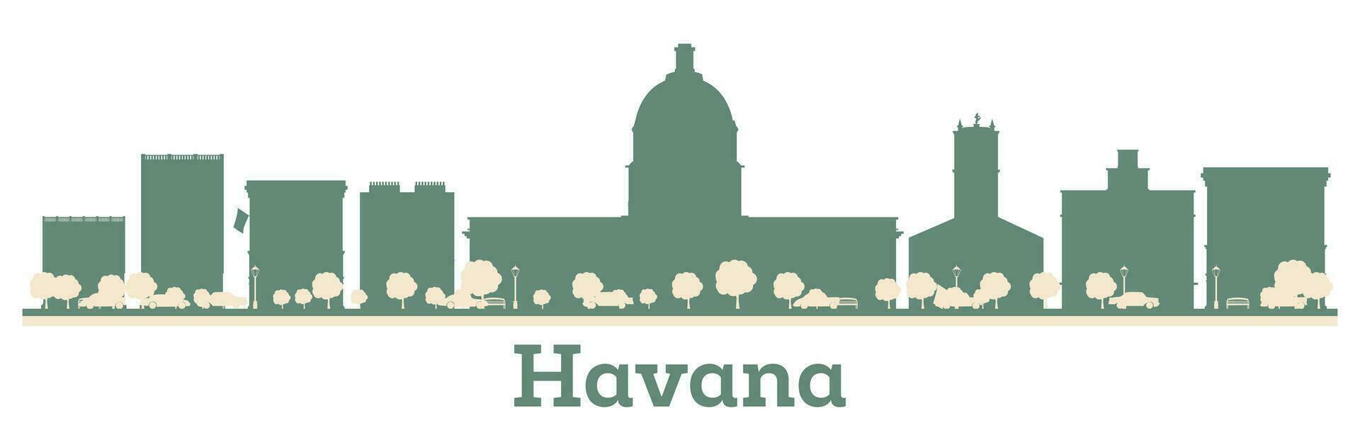 Abstract Havana city skyline silhouette with color buildings. Vector illustration.