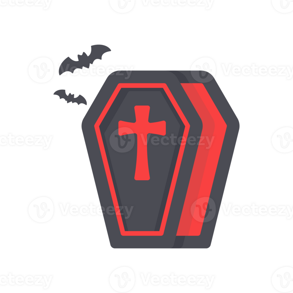 vampire coffin Crosses and vampires fly on Halloween night. png