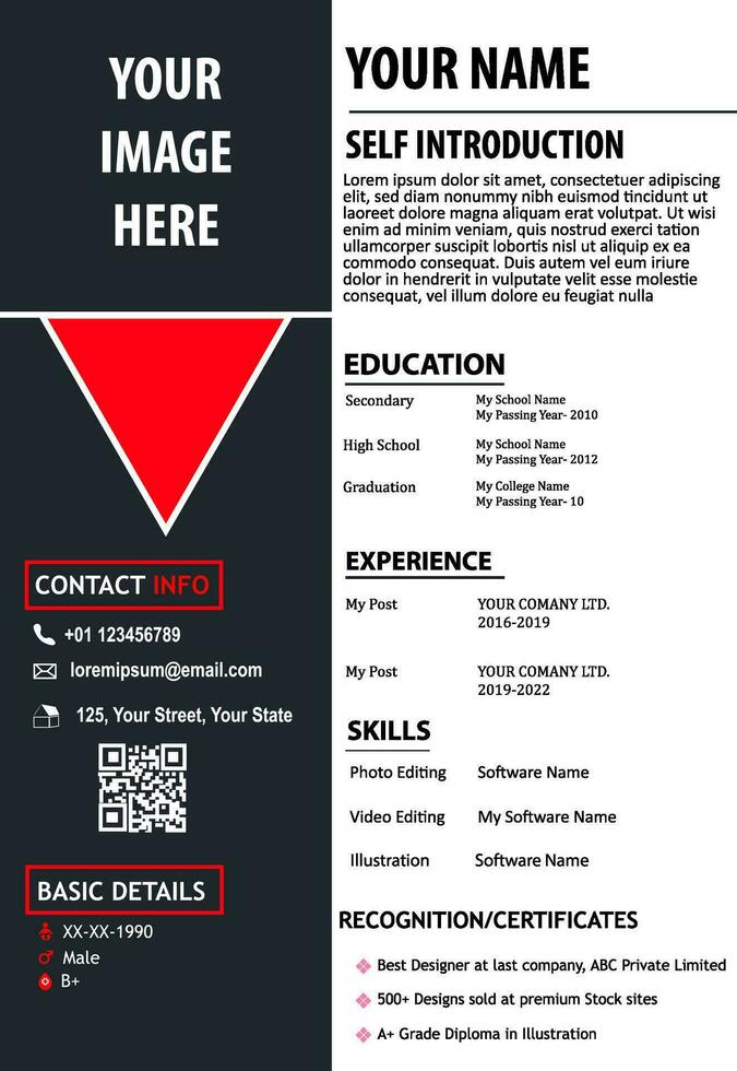 Stunning Modern CV Resume Design. Stand apart from the crowd in your interviews and make your presence felt. vector