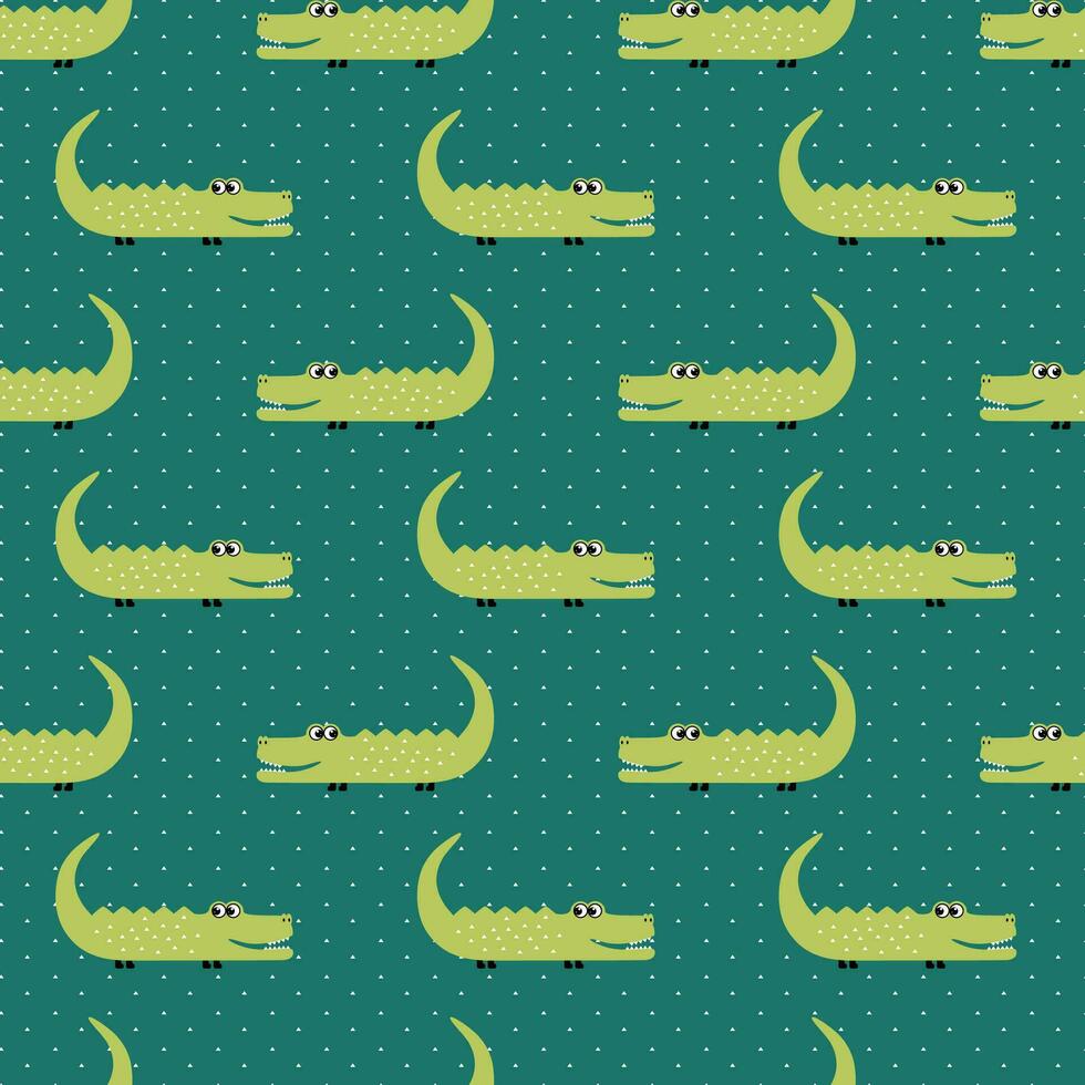 Funny pattern with smiling crocodile vector