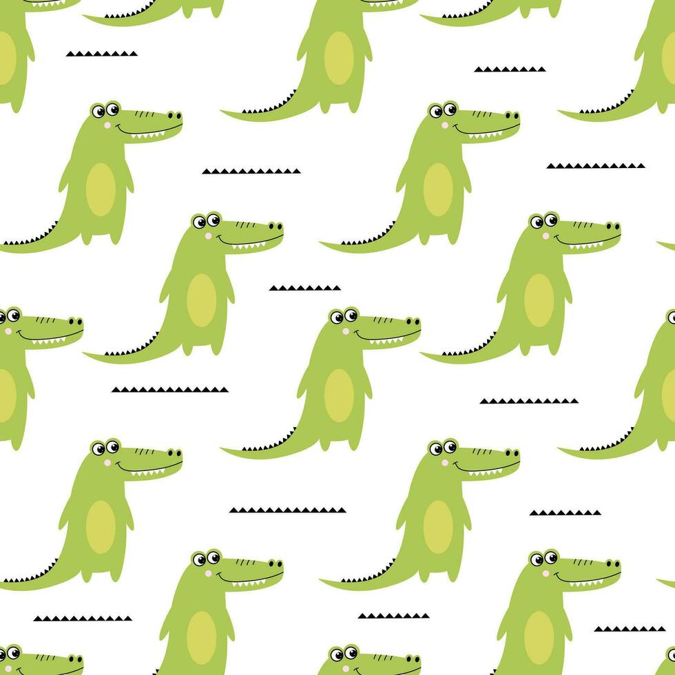 Funny cartoon crocodile seamless pattern vector