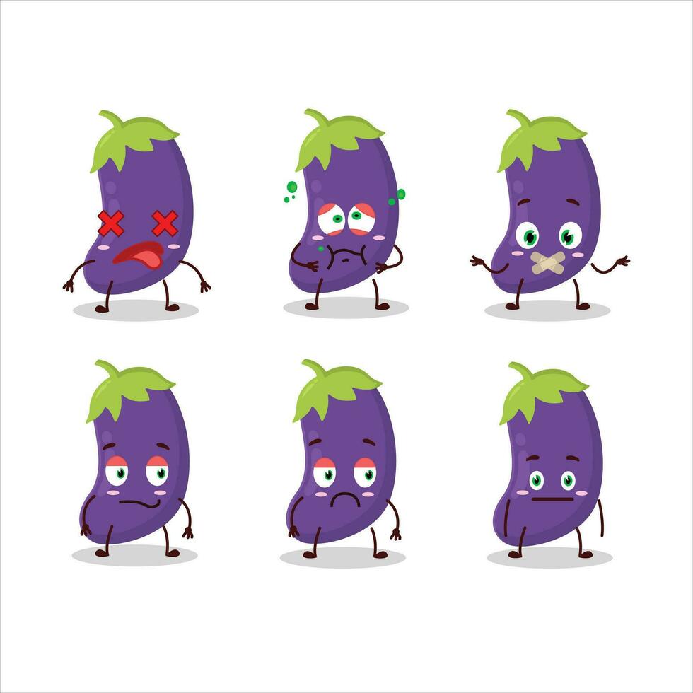 Eggplant cartoon in character with nope expression vector