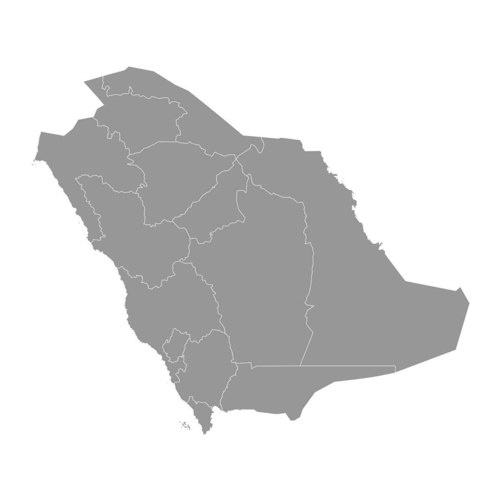 Saudi Arabia gray map with administrative divisions. Vector illustration.