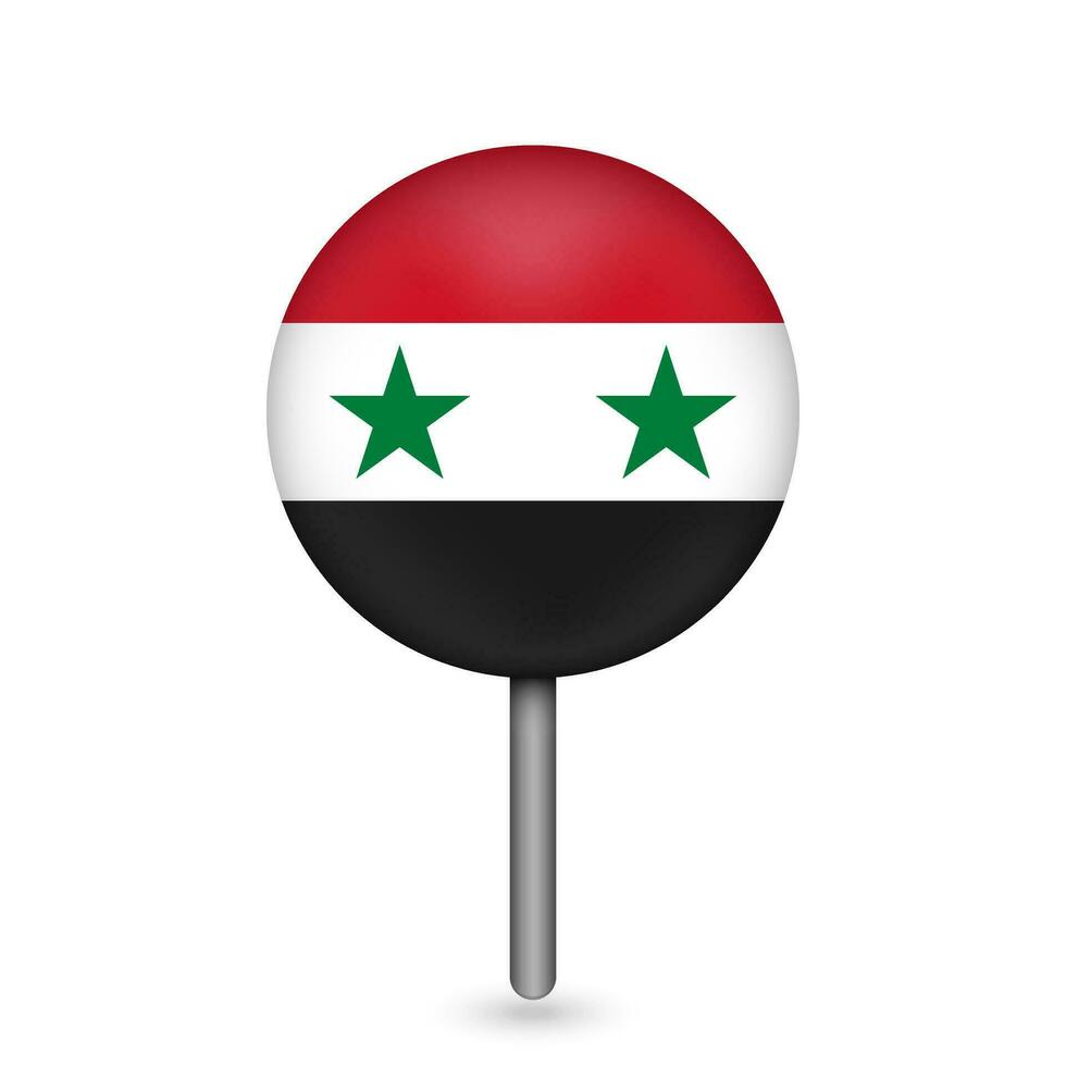 Map pointer with contry Syria. Syria flag. Vector illustration.