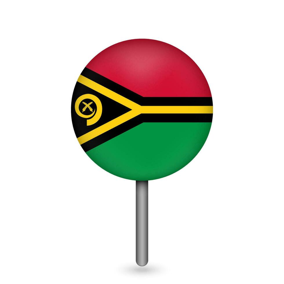 Map pointer with contry Vanuatu. Vanuatu flag. Vector illustration.