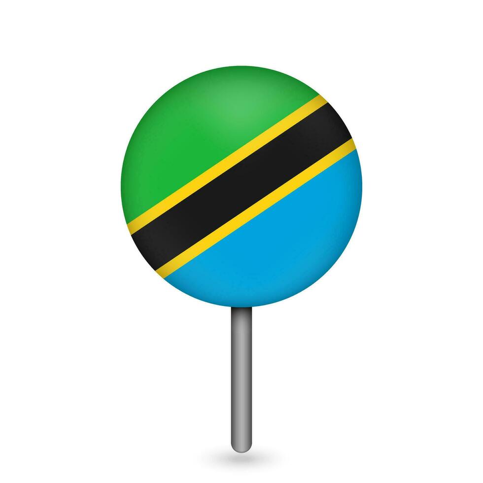 Map pointer with contry Tanzania. Tanzania flag. Vector illustration.