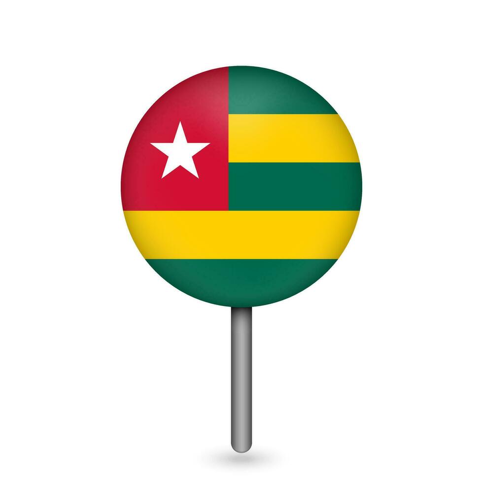 Map pointer with contry Togo. Togo flag. Vector illustration.