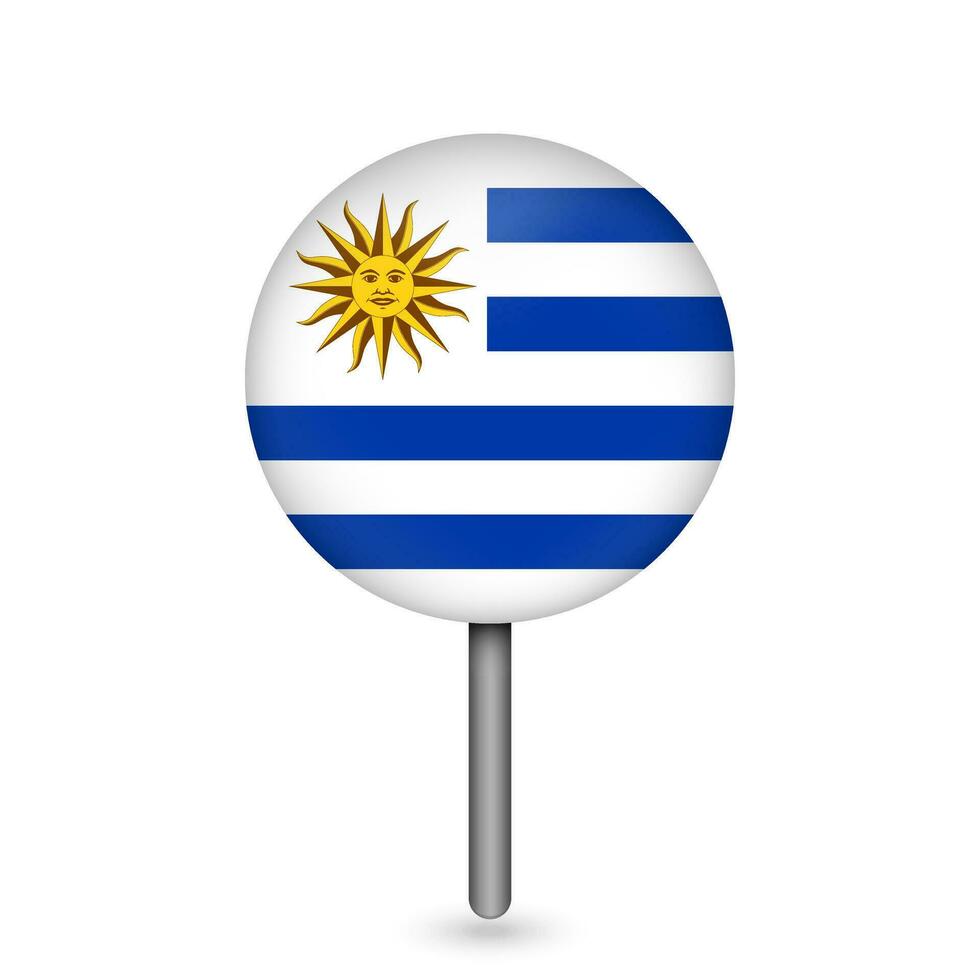 Map pointer with contry Uruguay. Uruguay flag. Vector illustration.