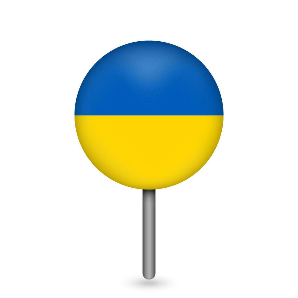 Map pointer with contry Ukraine. Ukraine flag. Vector illustration.
