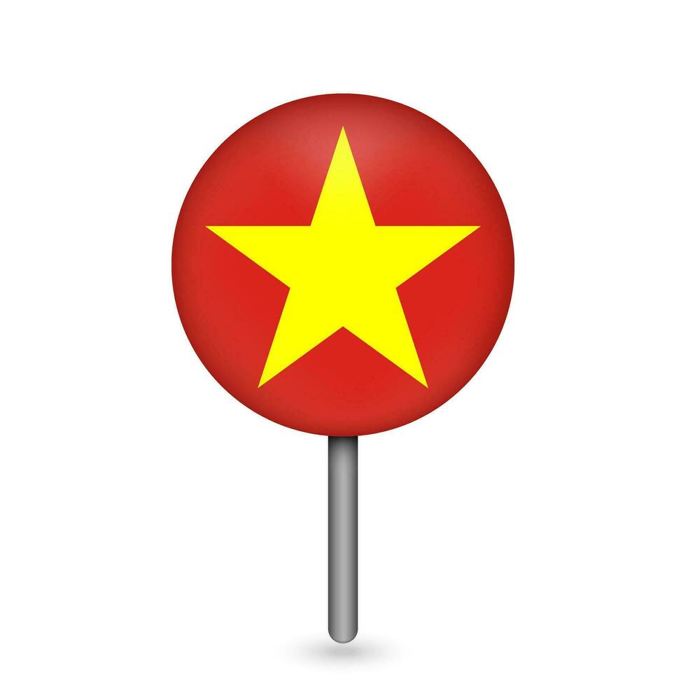 Map pointer with contry Vietnam. Vietnam flag. Vector illustration.