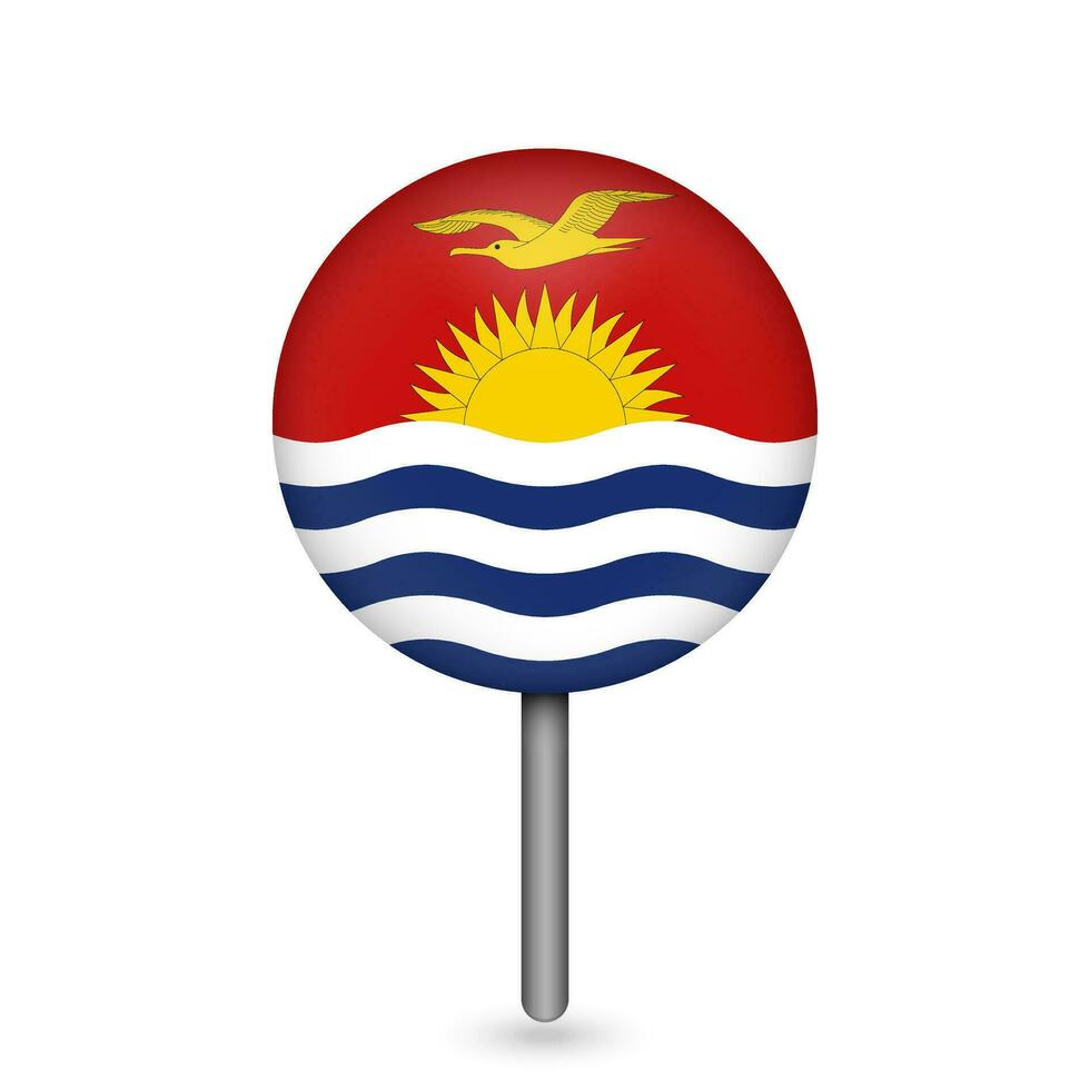 Map pointer with country Kiribati. Kiribati flag. Vector illustration.