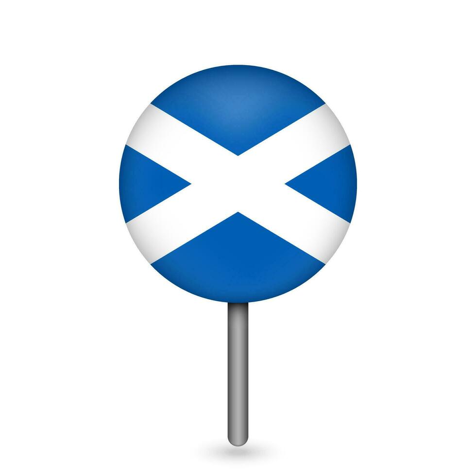 Map pointer with Scotland. Scotland flag. Vector illustration.