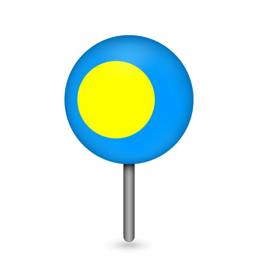 Map pointer with country Palau. Palau flag. Vector illustration.