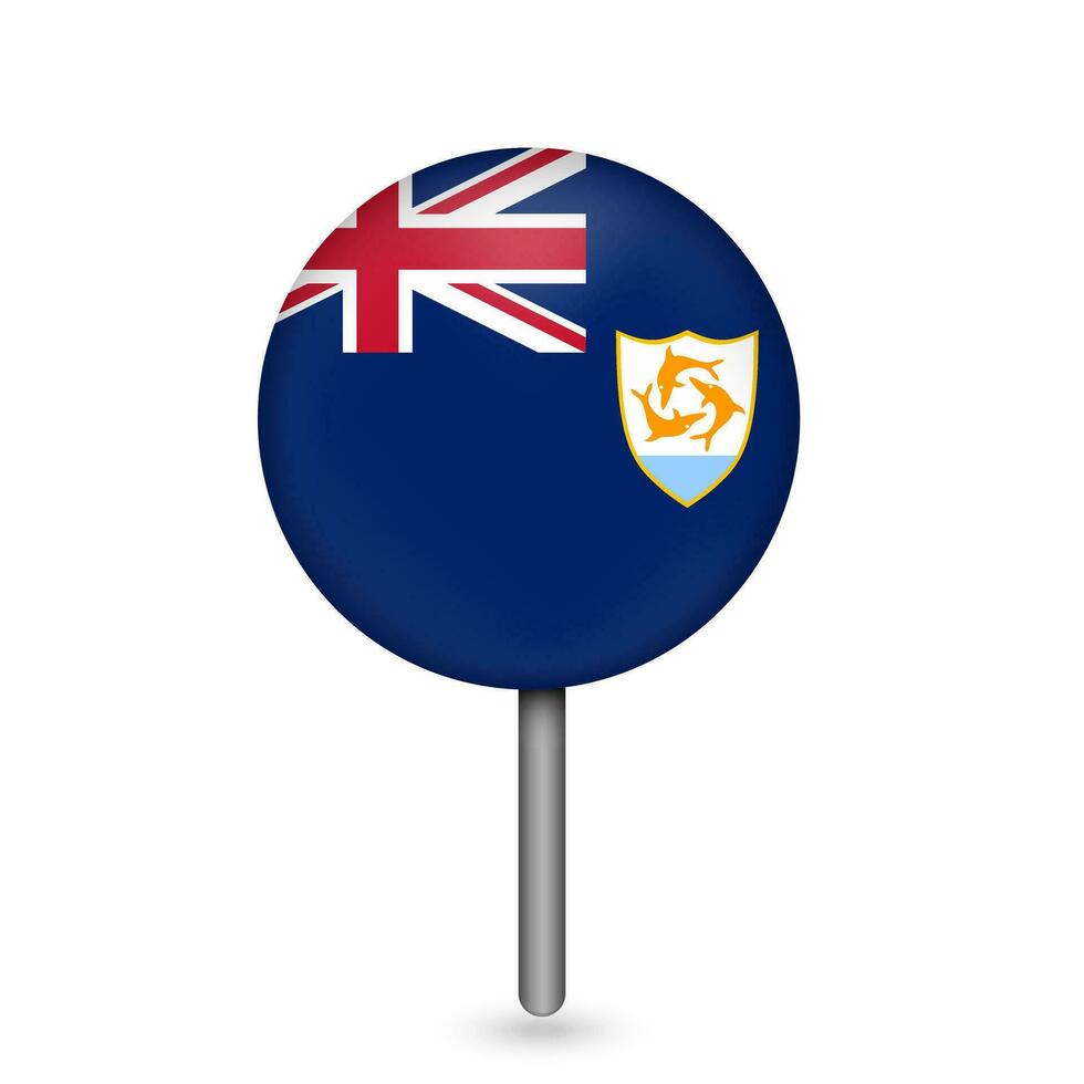Map pointer with country Anguilla. Anguilla flag. Vector illustration.