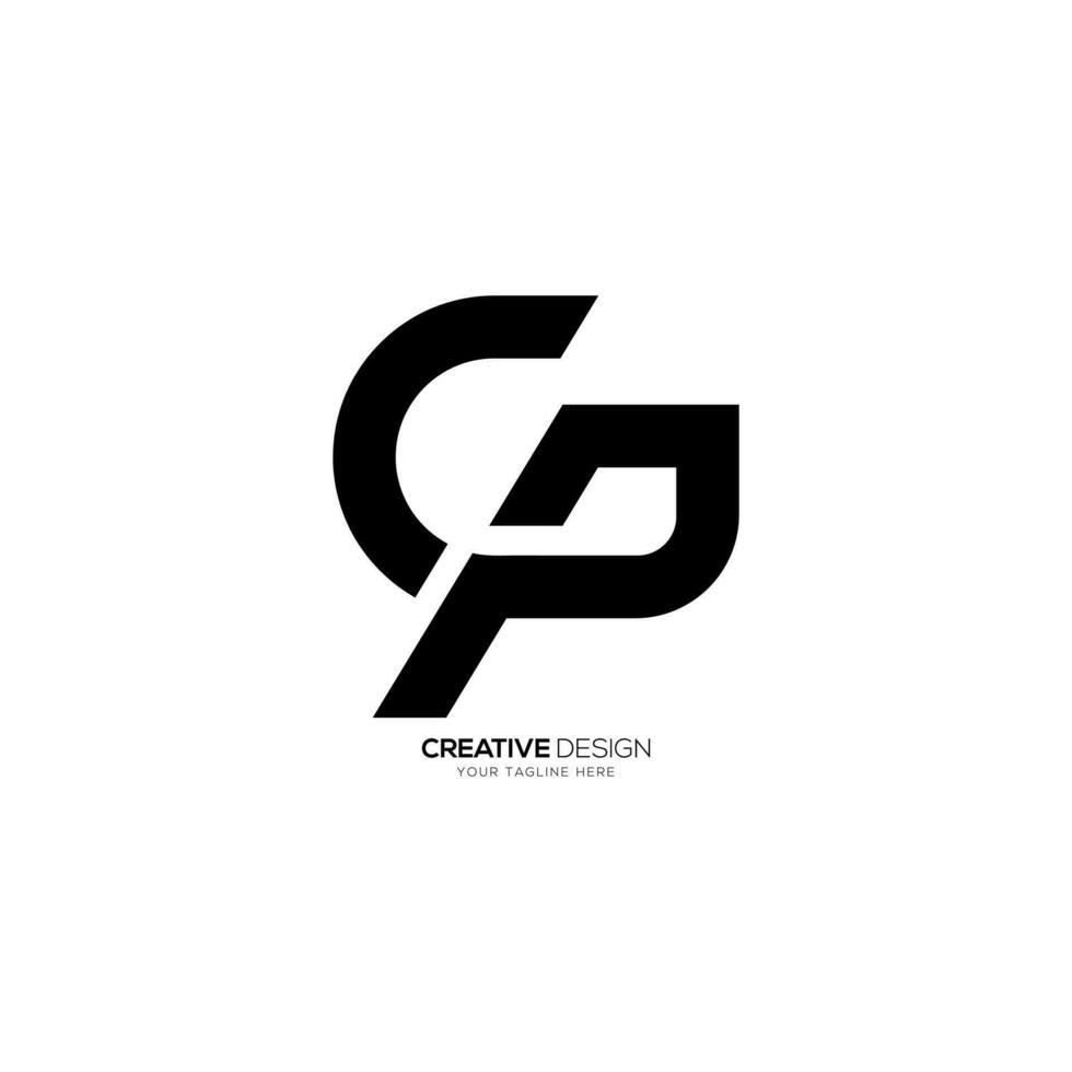 Creative shape letter c p g initial modern unique monogram abstract logo vector