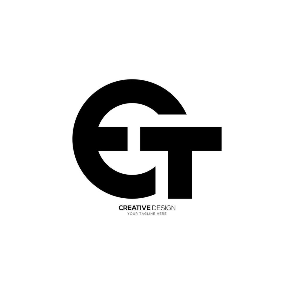 Letter Et modern rounded shape abstract monogram logo design concept. E logo vector