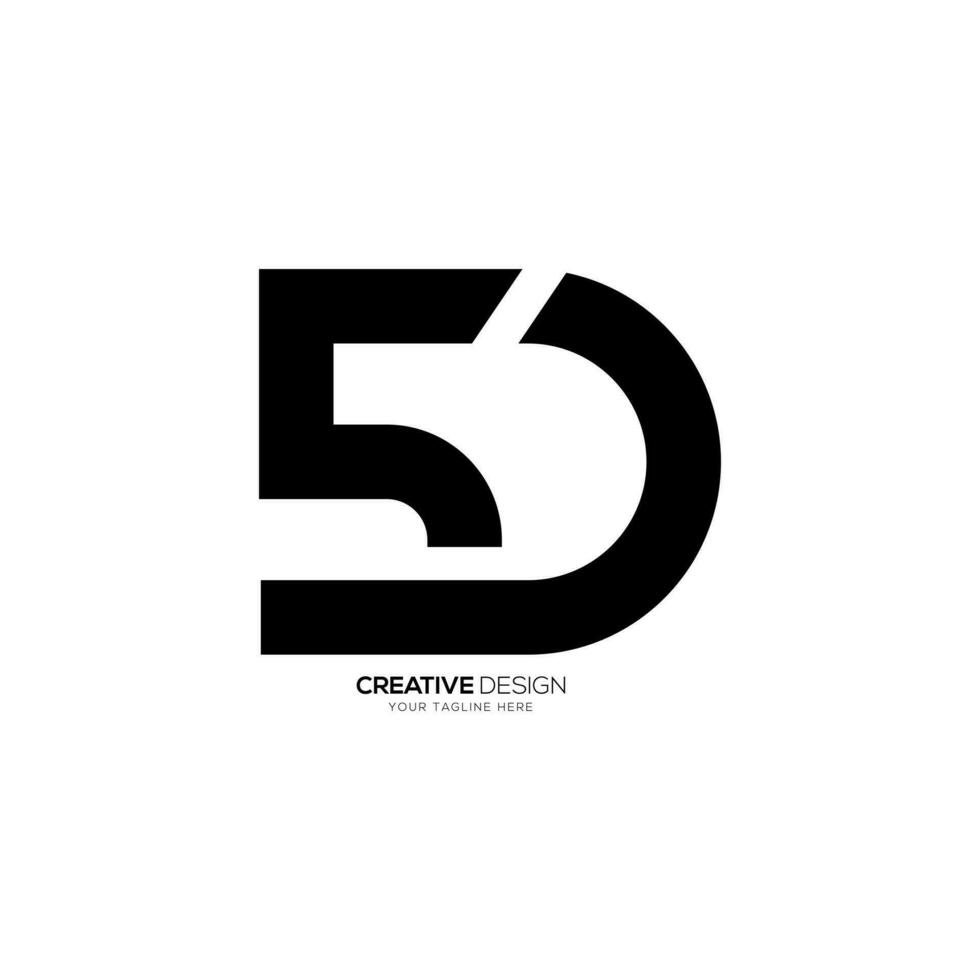 5d creative number with letter abstract business branding monogram logo ...