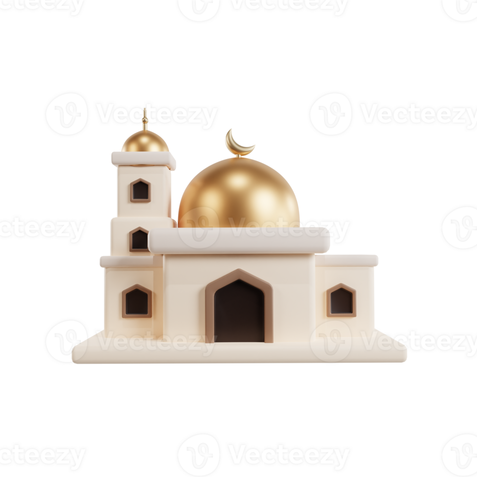 3d mosquée conception isolé avec un Couleur Contexte adapté pour Ramadan kareem modèle png