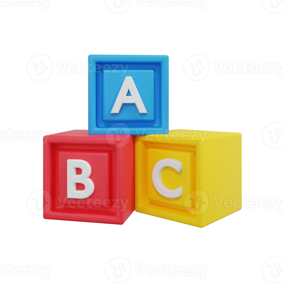 3D Render Alphabet Blocks Icon isuitable for website png