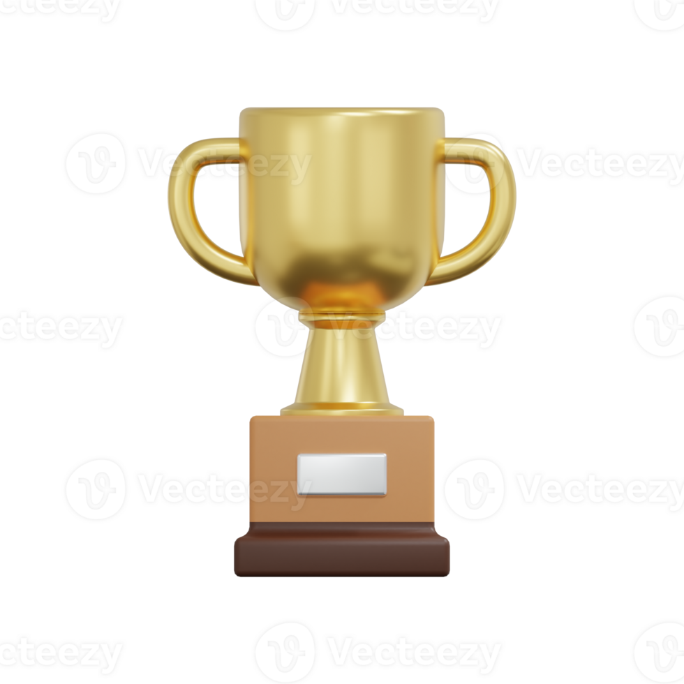 Golden Trophy 3D Icon illustration. png