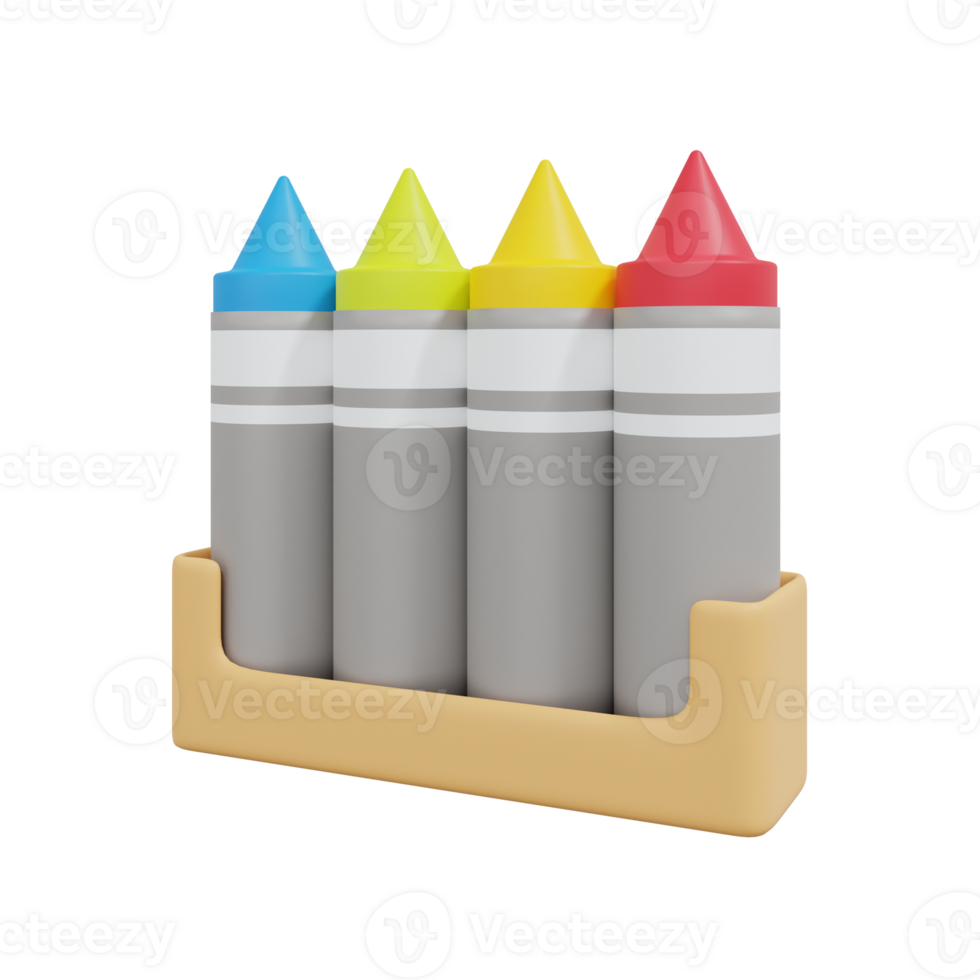 3d render of crayons education icon png