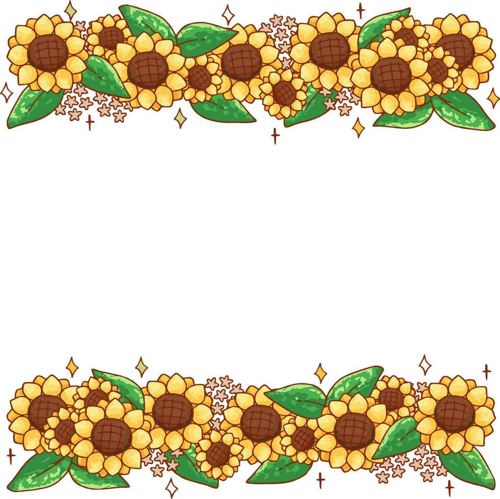 Free vector hand drawn flat design cute sunflower border