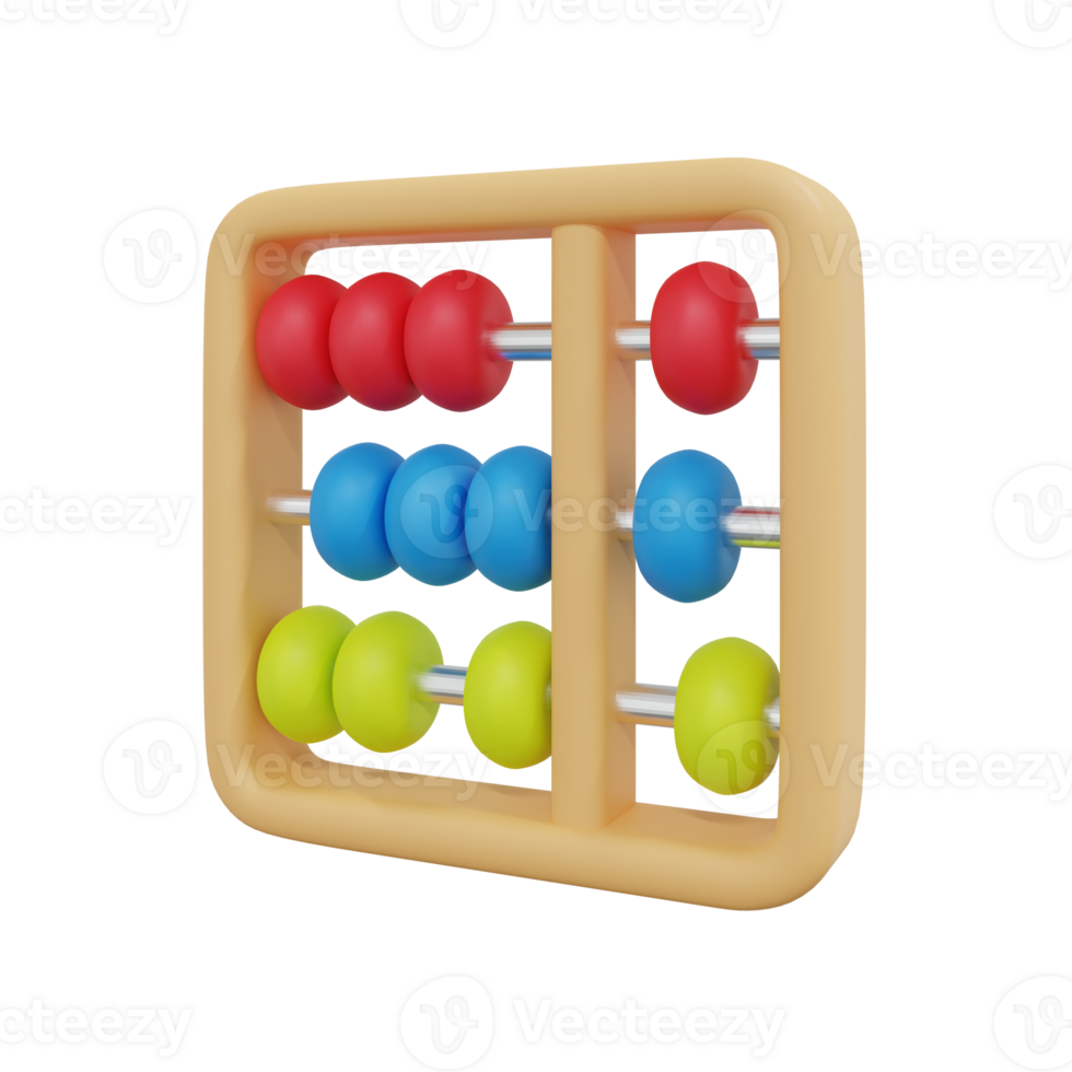 3d rendering abacus kids toy math classroom icon png