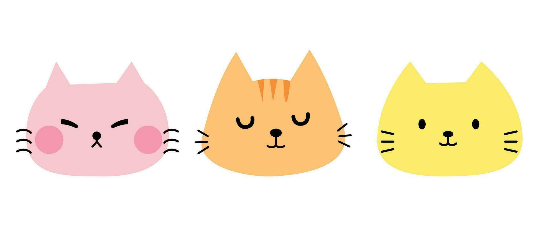 Cute cat face for element, illustration, sticker, note vector