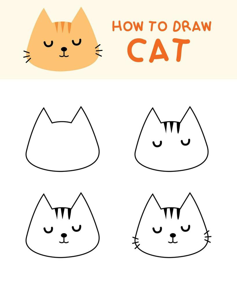 Step by step to draw a cute girl. Drawing tutorial a cute girl. Drawing  lesson for children. Vector illustration 26379306 Vector Art at Vecteezy