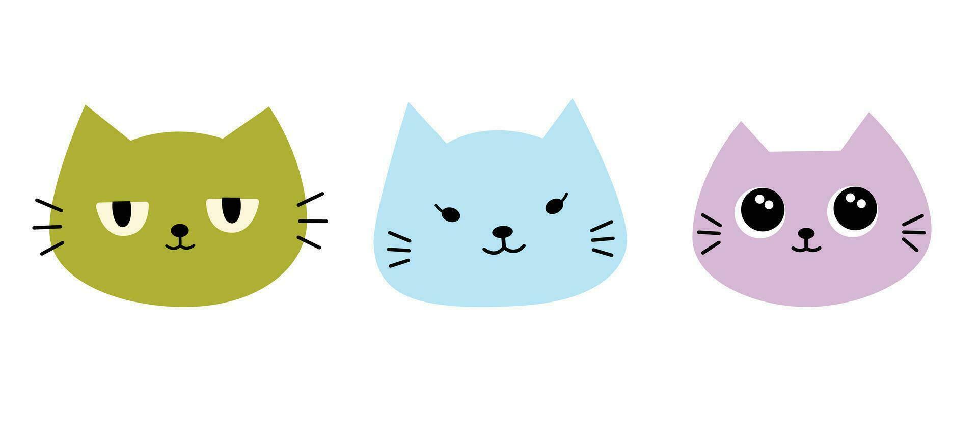 Cute cat face for element, illustration, sticker, note vector