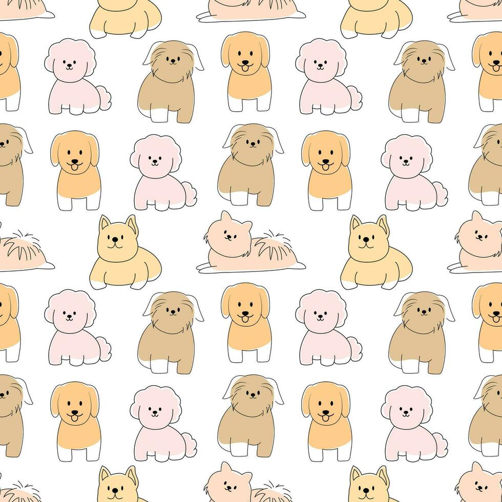 Cute dogs cartoon seamless pattern background for wrapping, book, wallpaper vector