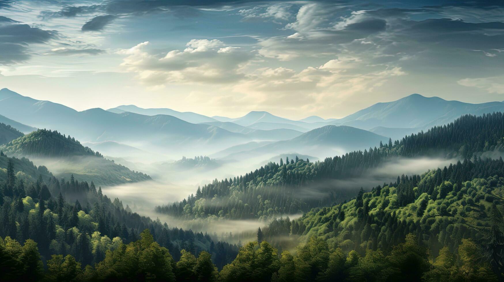 Vosges Mountains in Eastern France covered in beautiful forests. silhouette concept photo