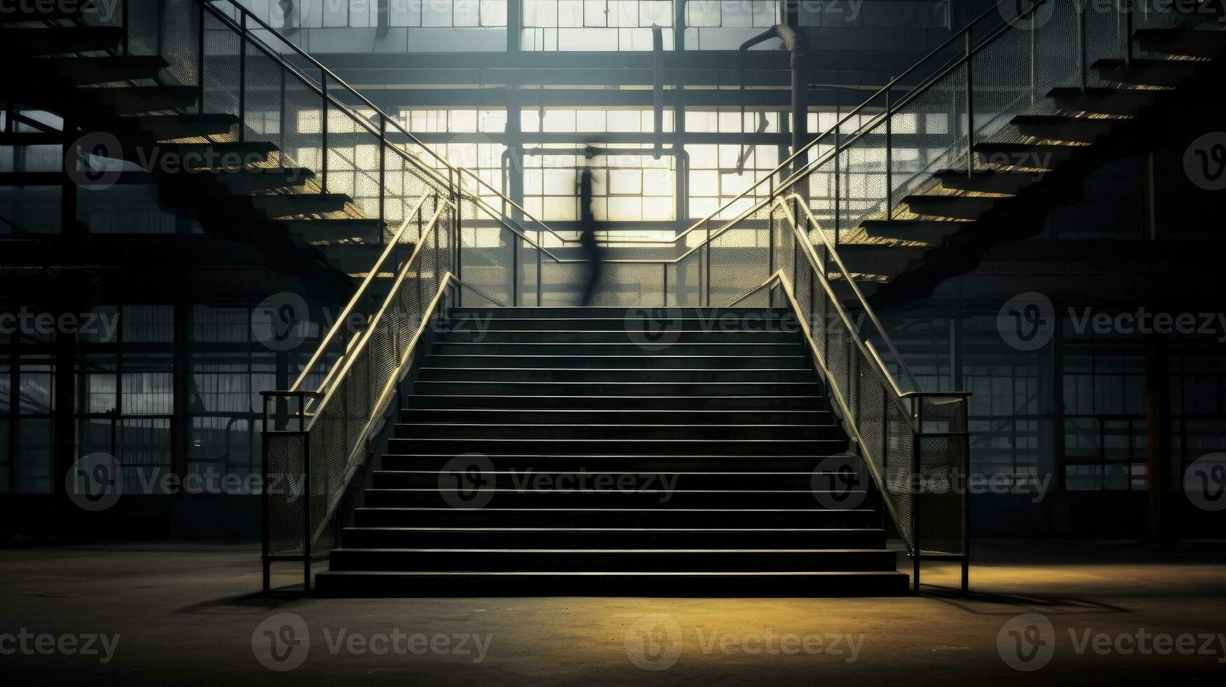 Berlin industrial building staircase. silhouette concept photo